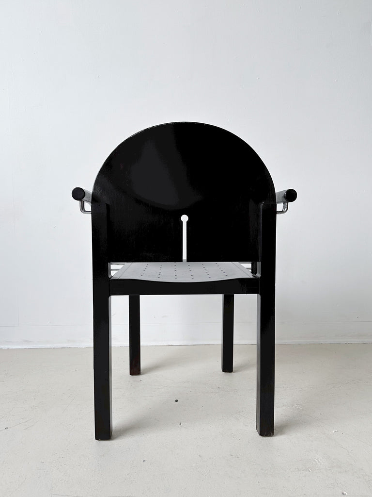 BLACK & MAHOGANY SIDE CHAIRS ATTRIBUTED TO ARNO VOTTELER