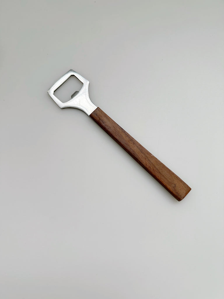 CHECKERED STAINLESS STEEL & ROSEWOOD BOTTLE OPENER