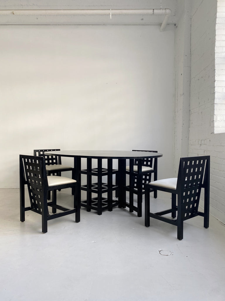 DINING SET BY CHARLES RENNIE MACKINTOSH FOR CASSINA, 70's