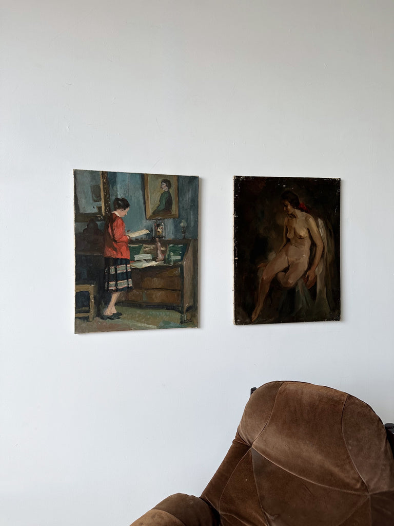"THE LETTER" OIL PAINTING BY LOUIS HENNO, 25.5x20