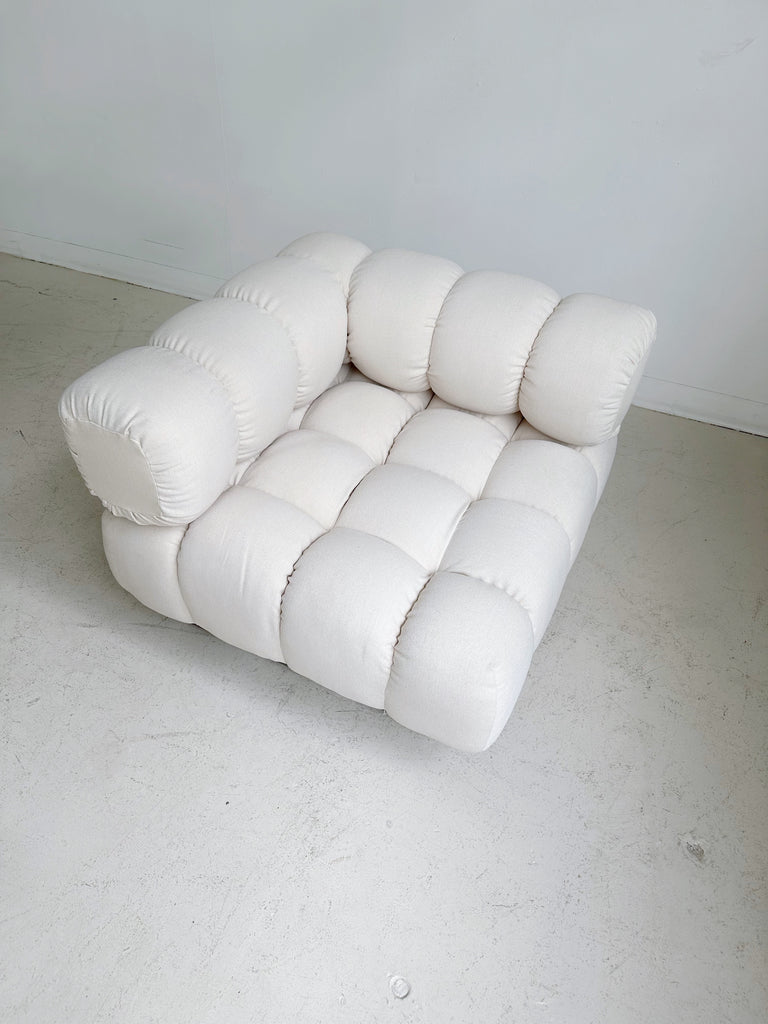 WHITE & CHROME DEEP TUFT MODULAR SECTIONAL SOFA BY HARVEY PROBBER, 70's