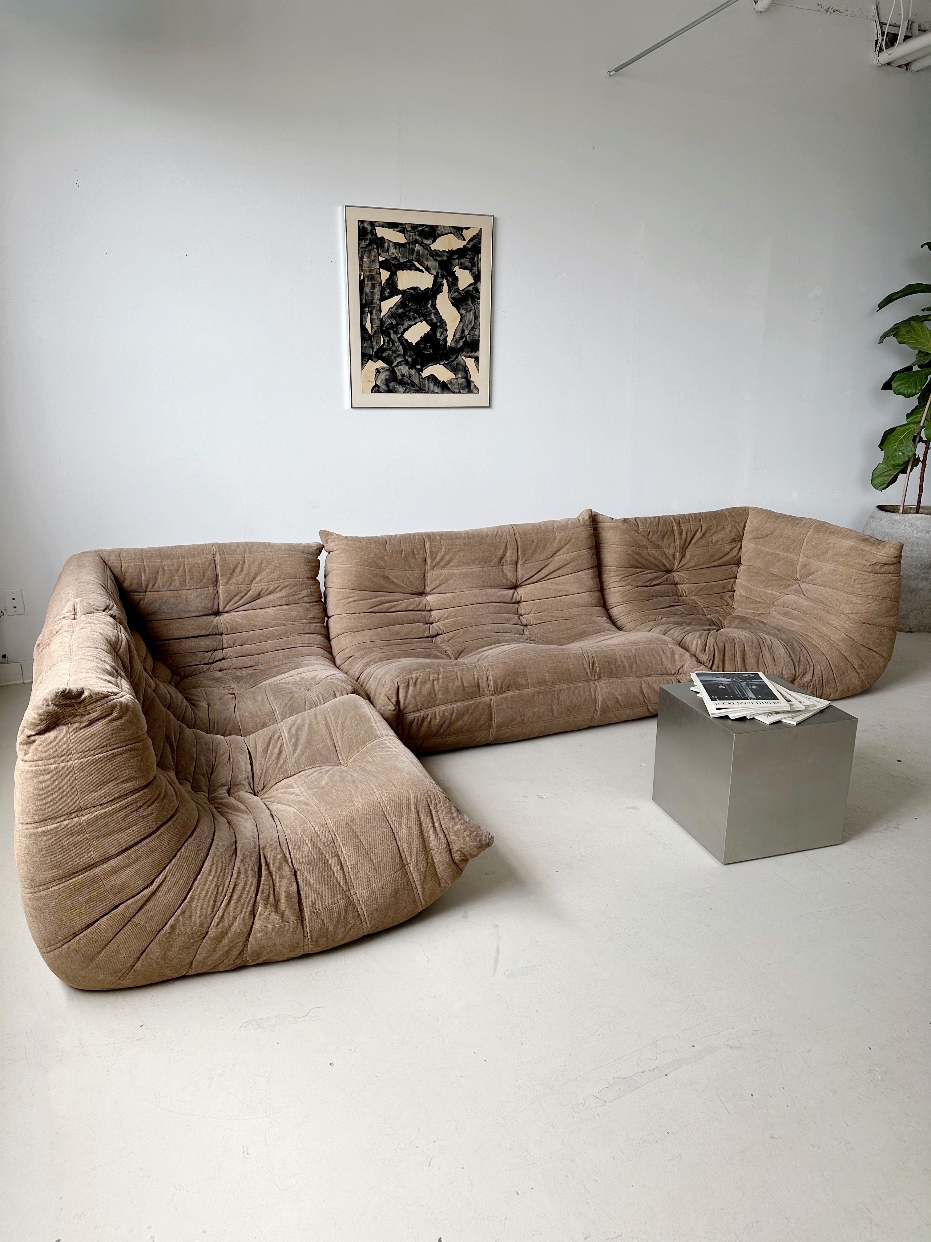 LIGHT BROWN TOGO 4 PIECE SET BY MICHEL DUCAROY FOR LIGNE ROSET