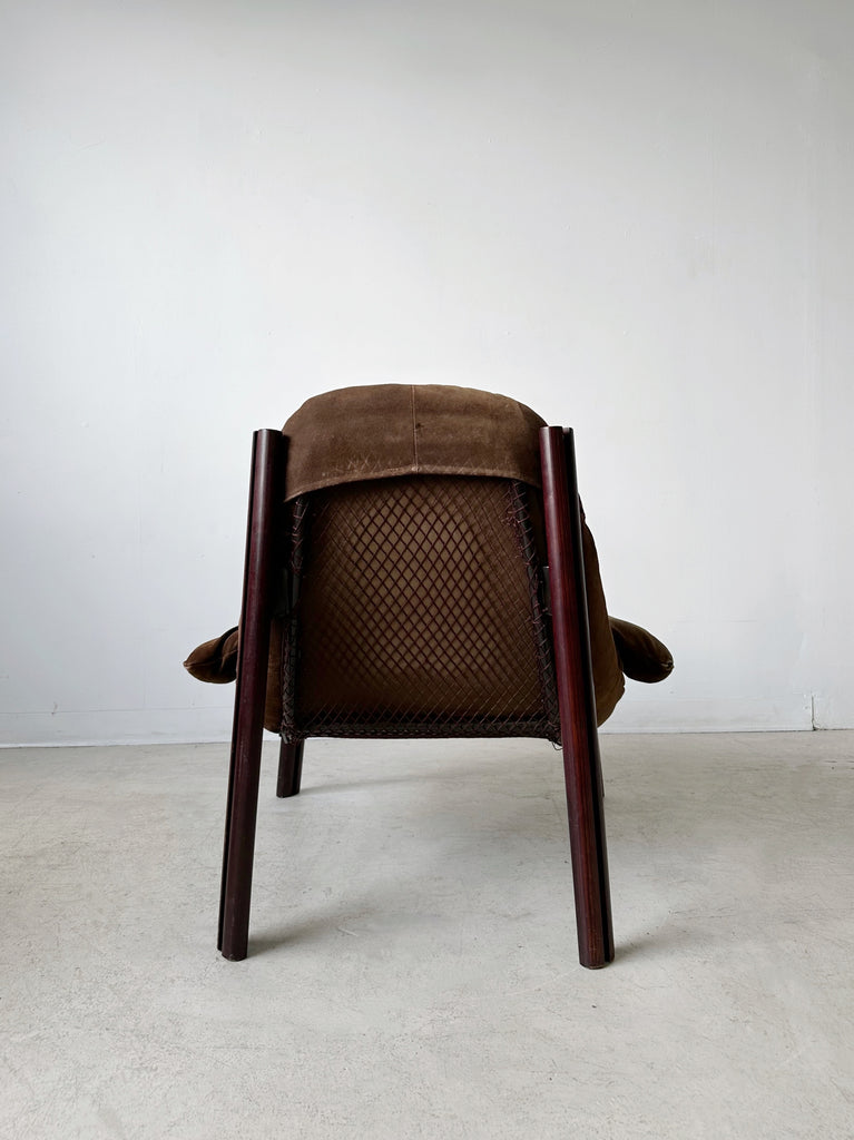 BROWN SUEDE LOUNGE CHAIR BY PERCIVAL LAFER, 60's