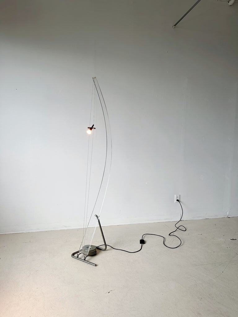 LUCITE BOW FLOOR LAMP ATTRIBUTED TO ALEX MEISE, 80's