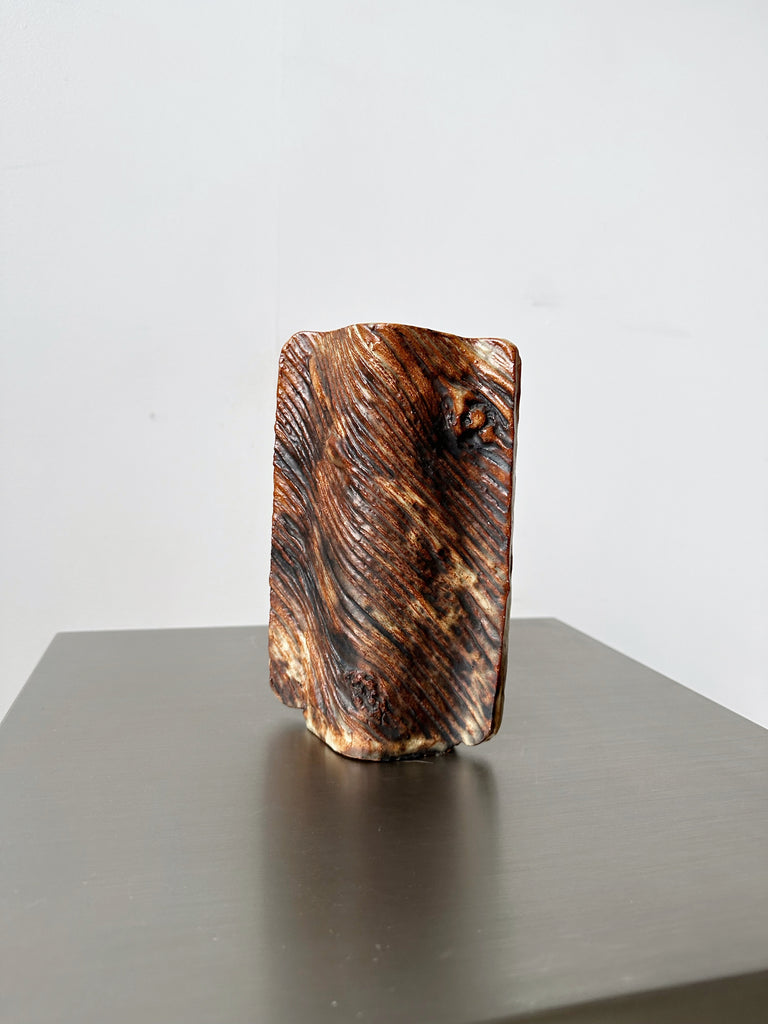 TEXTURED BROWN CERAMIC VASE