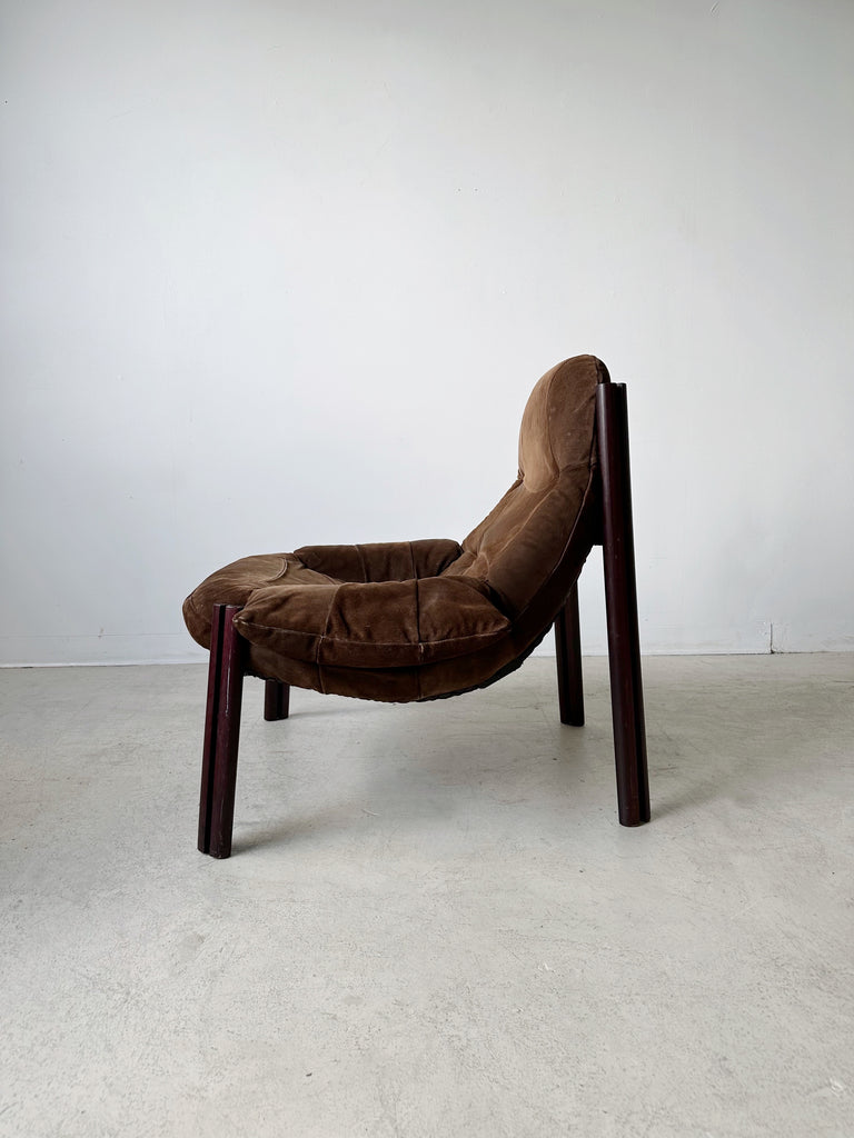 BROWN SUEDE LOUNGE CHAIR BY PERCIVAL LAFER, 60's