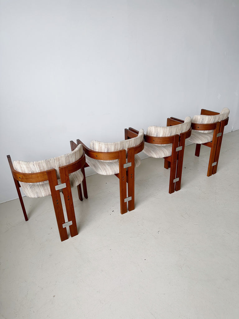 TEAK DINING CHAIRS IN THE STYLE OF PAMPLONA BY AUGUSTO SAVINI, 60's