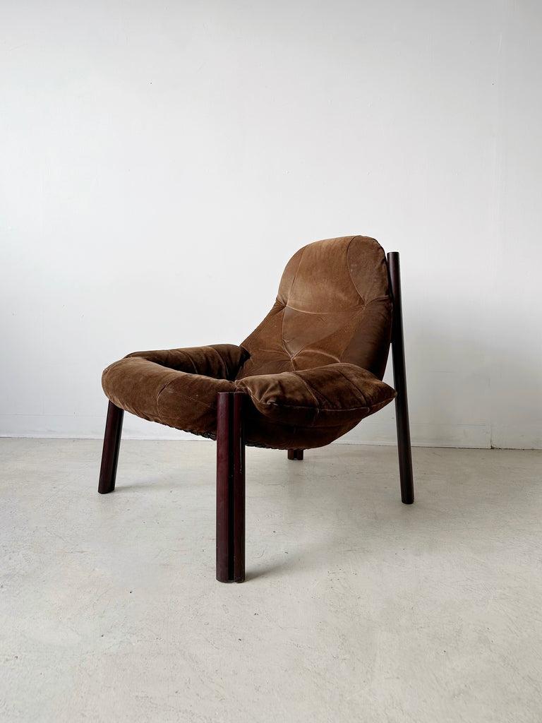 BROWN SUEDE LOUNGE CHAIR BY PERCIVAL LAFER, 60's