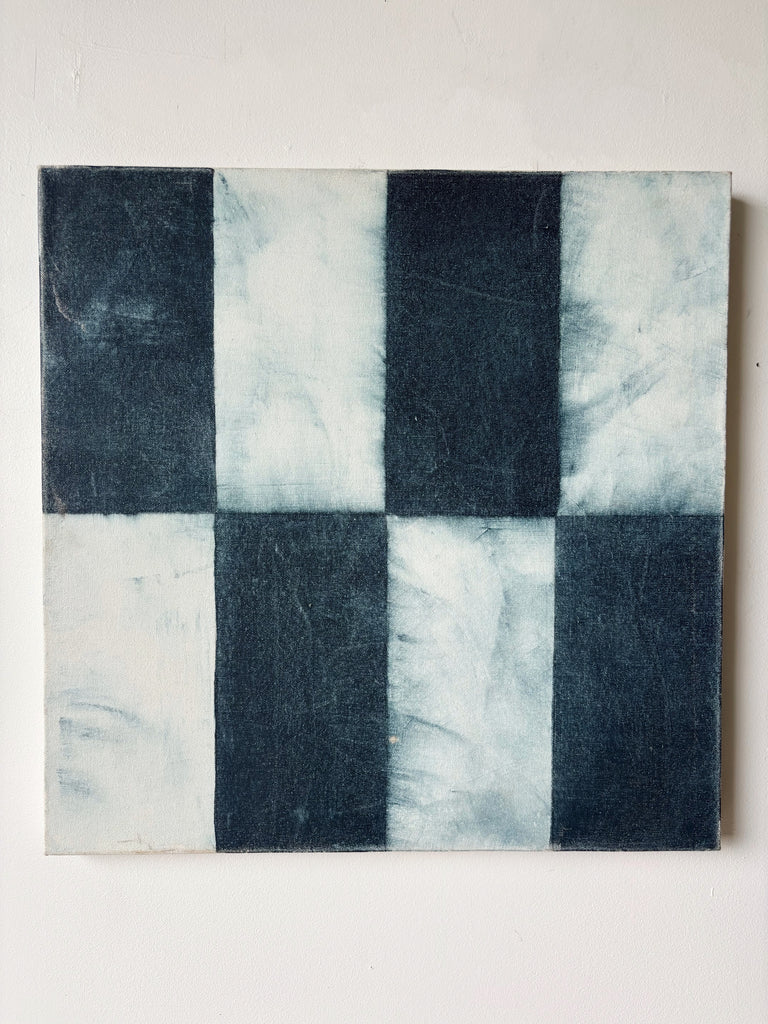BLACK & WHITE GEOMETRICAL OIL PAINTING BY RICHARD LANCTÔT, 1994