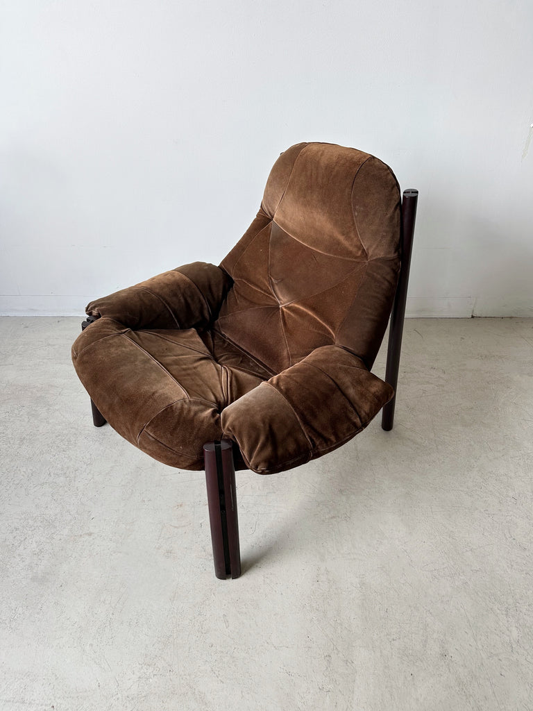 BROWN SUEDE LOUNGE CHAIR BY PERCIVAL LAFER, 60's