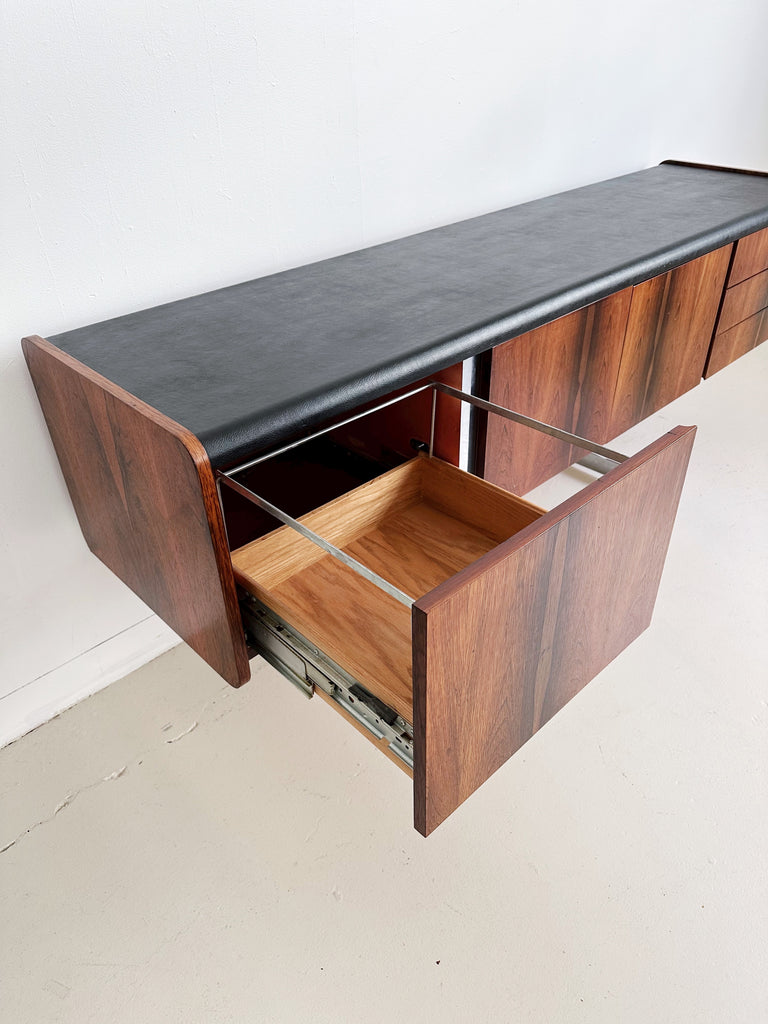 ROSEWOOD & CHROME CREDENZA BY STE MARIE & LAURENT, 70's