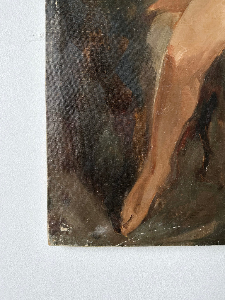 SEATED NUDE OIL PAINTING BY LOUIS HENNO, 25.5x20