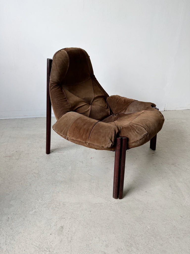 BROWN SUEDE LOUNGE CHAIR BY PERCIVAL LAFER, 60's
