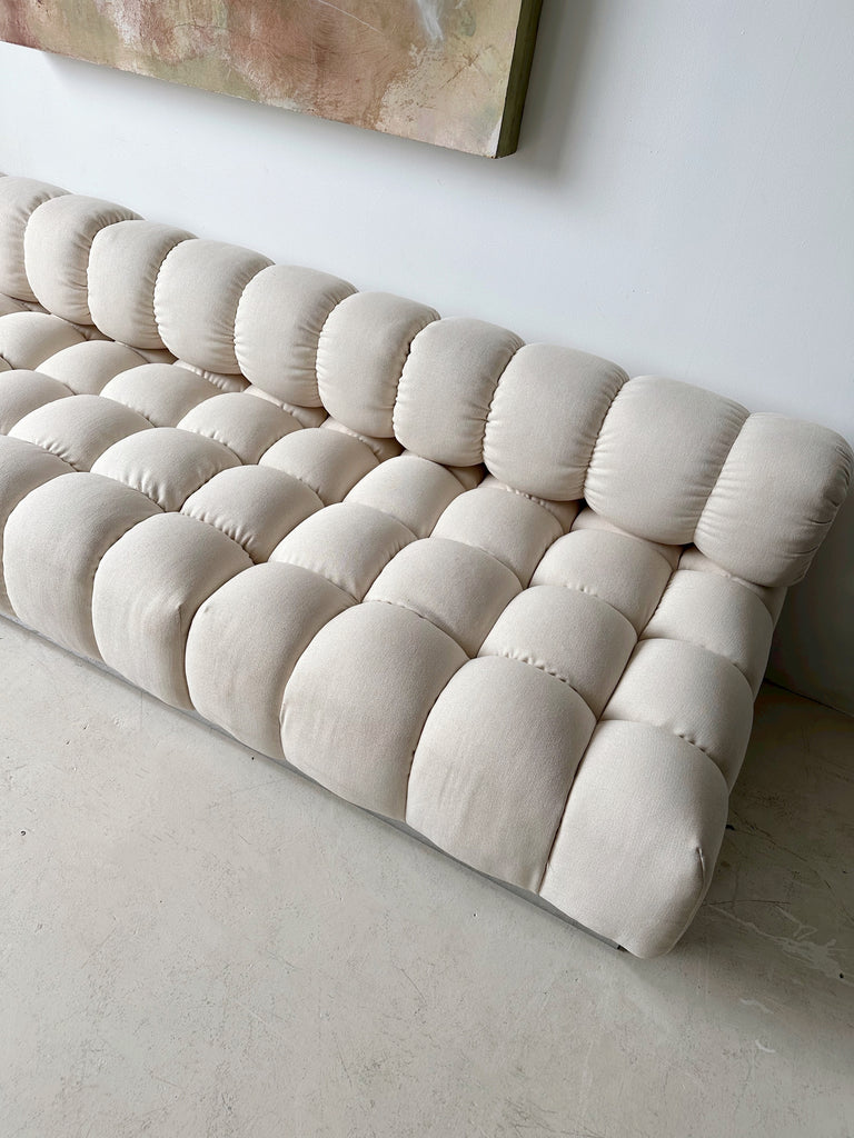 WHITE & CHROME DEEP TUFT MODULAR SECTIONAL SOFA BY HARVEY PROBBER, 70's