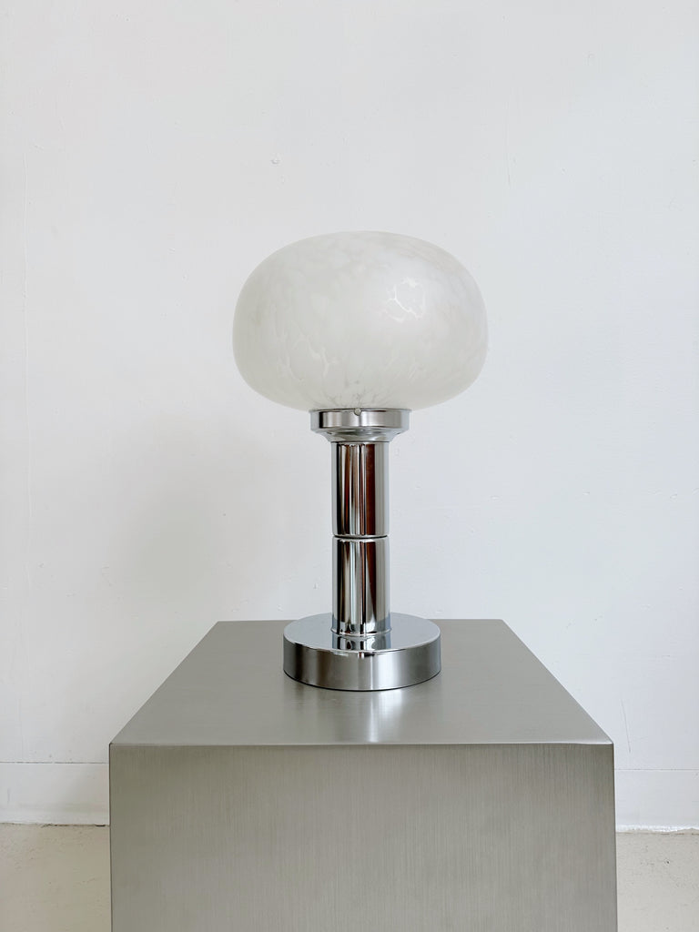 SPOTTED MURANO GLASS & CHROME TABLE LAMP ATTRIBUTED TO CARLO NASON FOR MAZZEGA, 60's