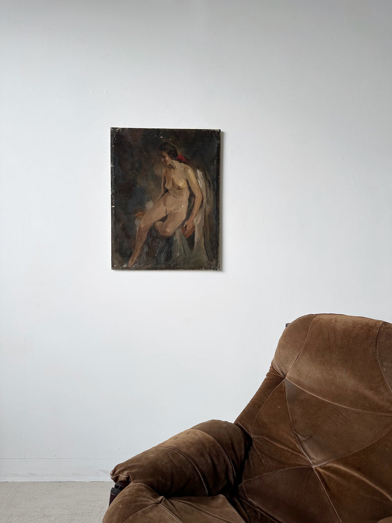 SEATED NUDE OIL PAINTING BY LOUIS HENNO, 25.5x20