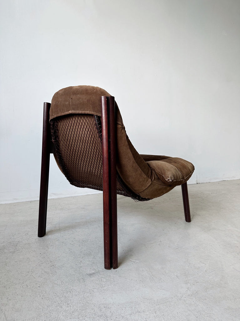 BROWN SUEDE LOUNGE CHAIR BY PERCIVAL LAFER, 60's