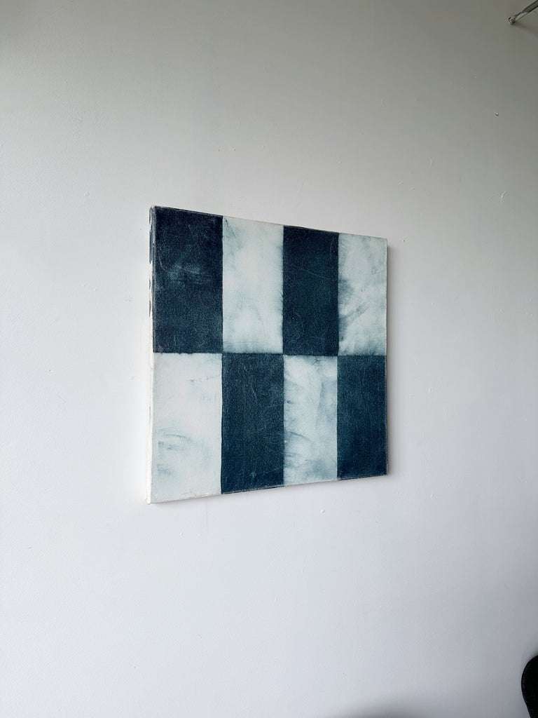 BLACK & WHITE GEOMETRICAL OIL PAINTING BY RICHARD LANCTÔT, 1994