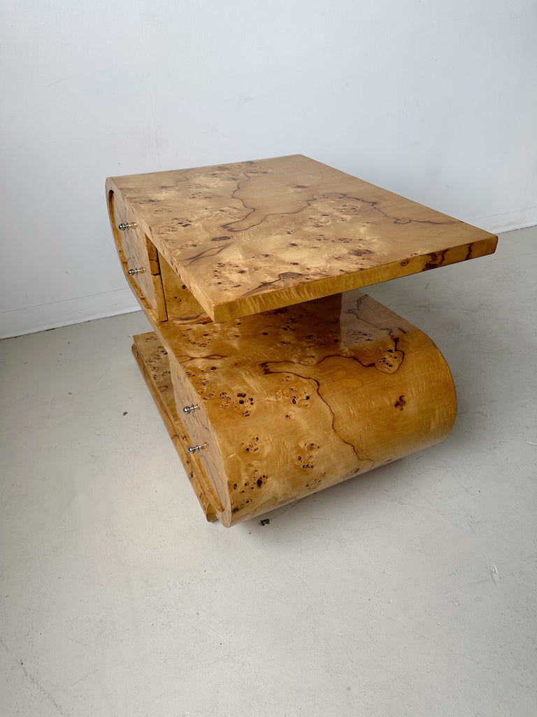 ART DECO BLEACHED BURL WALNUT VENEERED SIDE TABLE