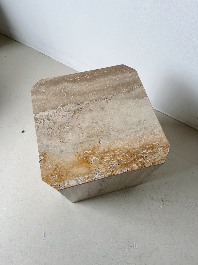 TRAVERTINE CUBE SIDE TABLE