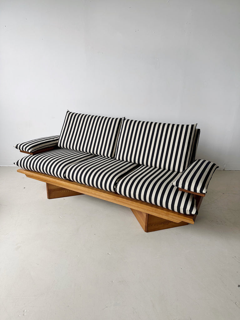 STRIPED 3 SEATER SOFA WITH PINE FRAME