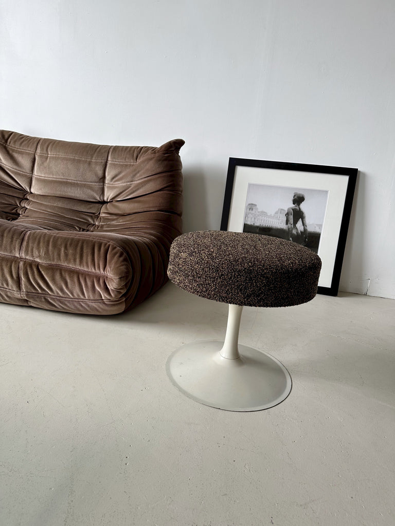 SPACE AGE TULIP CHAIR / STOOL WITH BOUCLE UPHOLSTERY, 70's