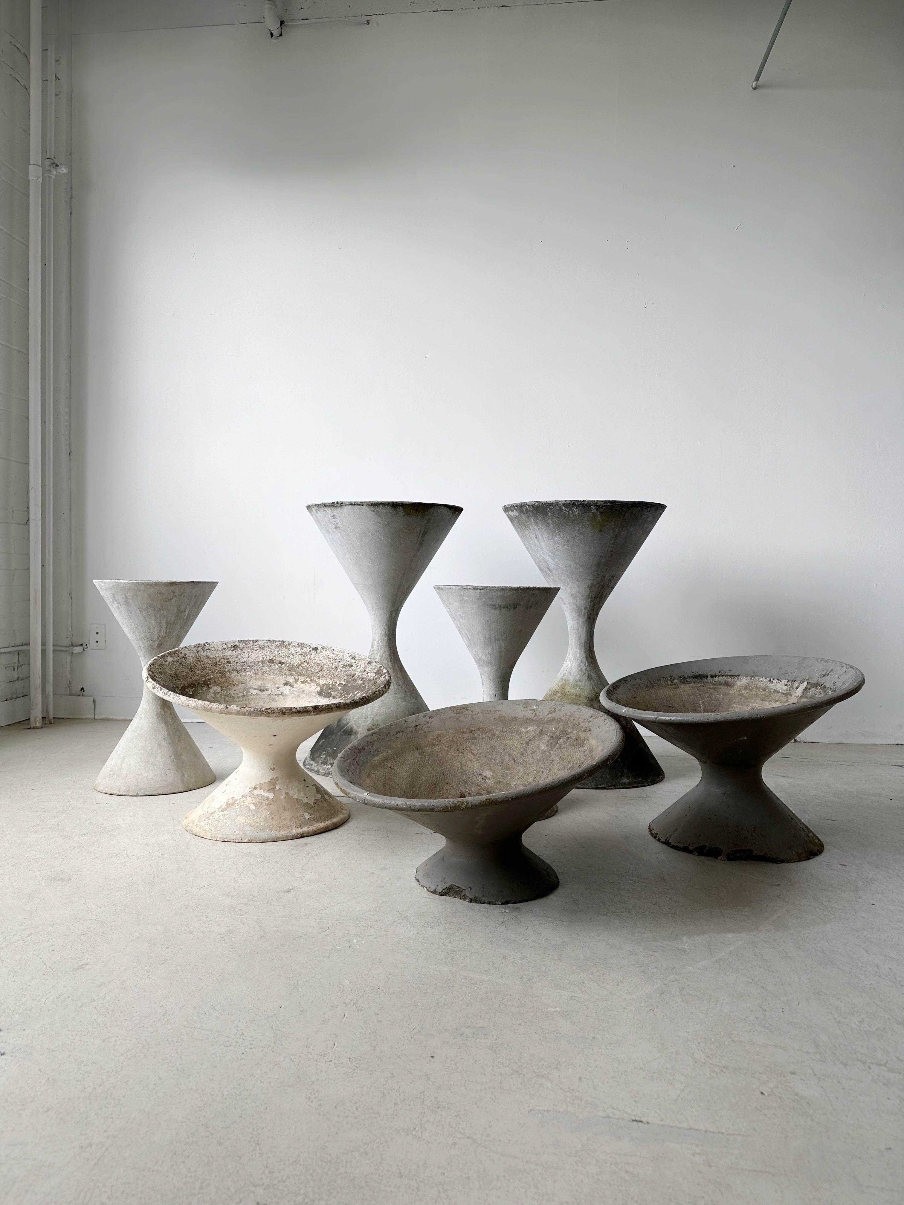 GRAY FIBER CEMENT BIG DIABOLO PLANTERS BY WILLY GUHL FOR ETERNIT