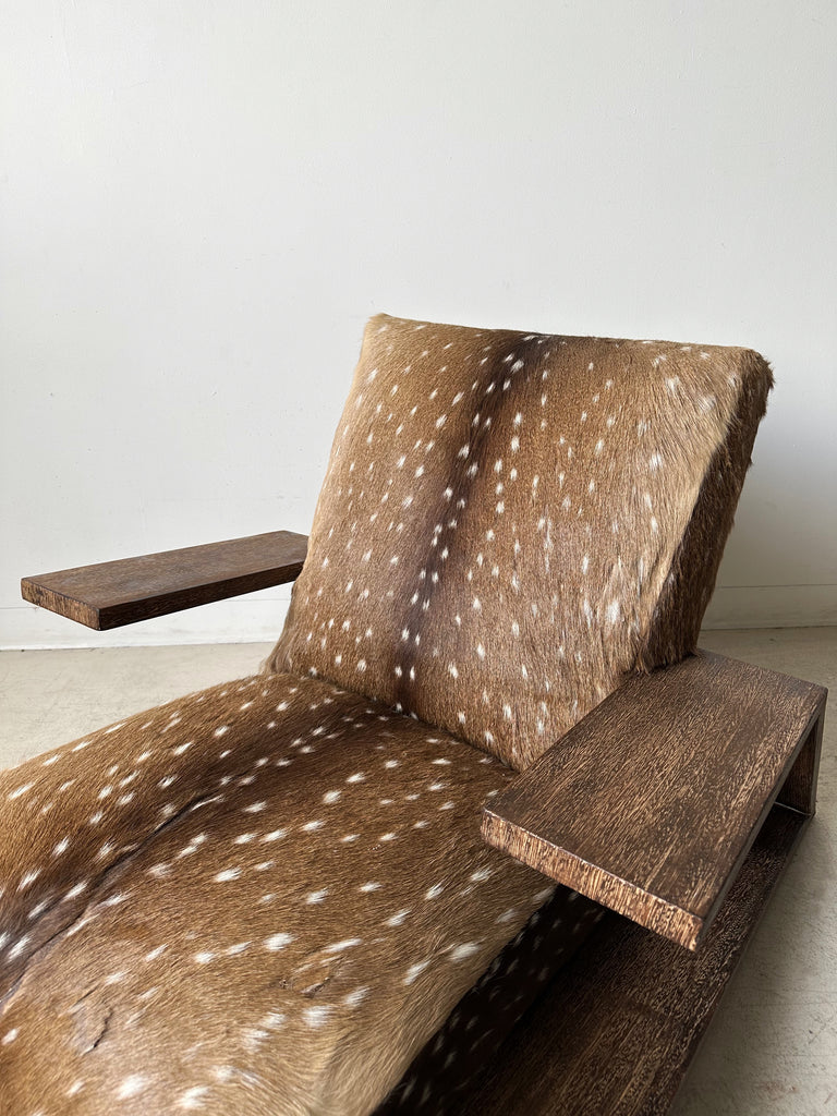 OAK & DEER HIDE ELEPHANT ARMCHAIRS ATTRIBUTED TO JEAN-MICHEL FRANK, 40's