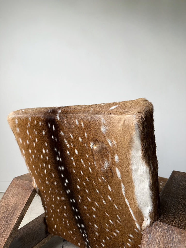 OAK & DEER HIDE ELEPHANT ARMCHAIRS ATTRIBUTED TO JEAN-MICHEL FRANK, 40's