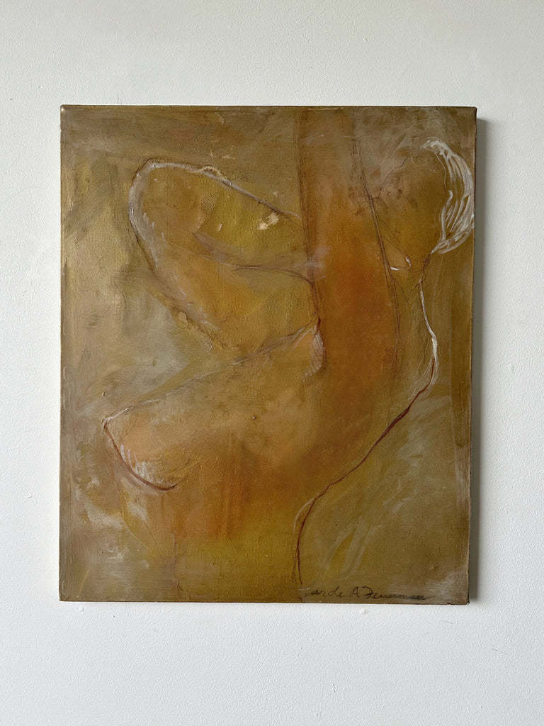 ABSTRACT MODERNIST FEMALE NUDE PAINTING BY CAROLE FEUERMAN, 20x24