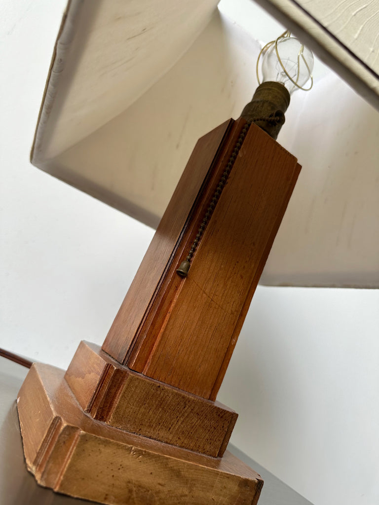 ART DECO WOOD TABLE LAMP