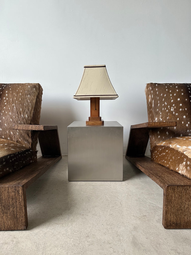 ART DECO WOOD TABLE LAMP