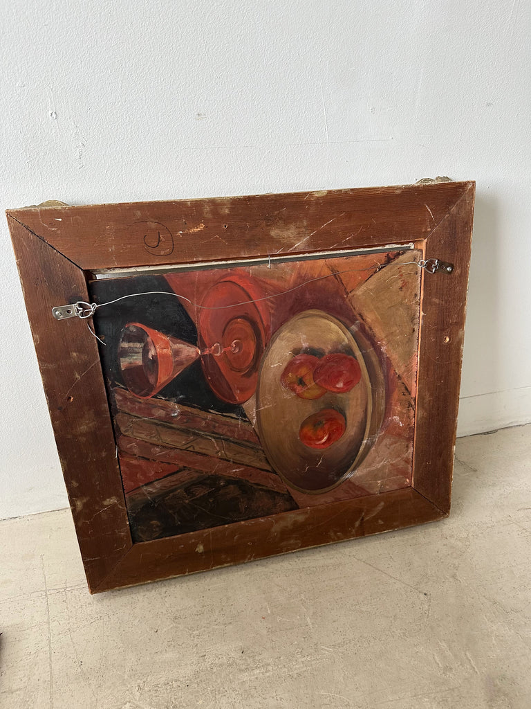 MODERNIST FEMALE NUDE FRAMED OIL PAINTING BY DELANG, 24x23