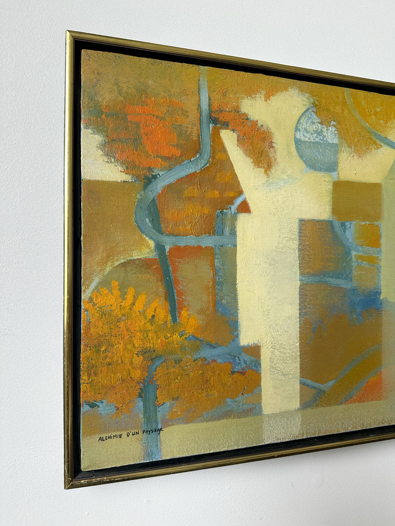 ABSTRACT "ALCHIMIE D'UN PAYSAGE" PAINTING BY ÉDOUARD LACHAPELLE, 21x17