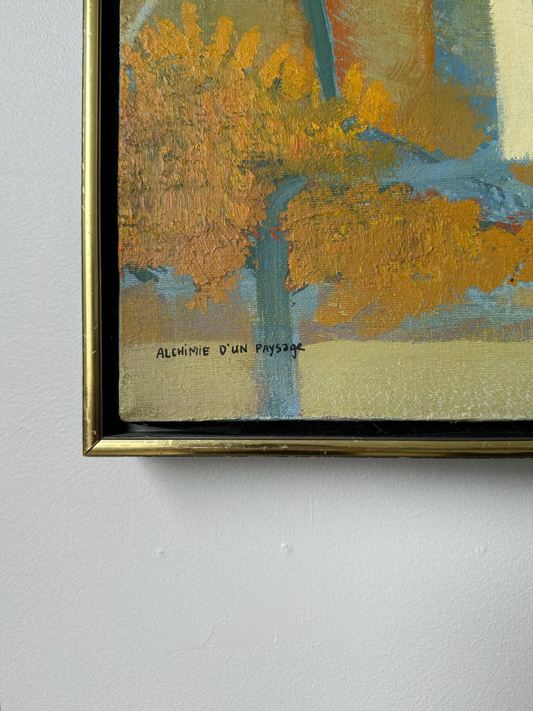 ABSTRACT "ALCHIMIE D'UN PAYSAGE" PAINTING BY ÉDOUARD LACHAPELLE, 21x17