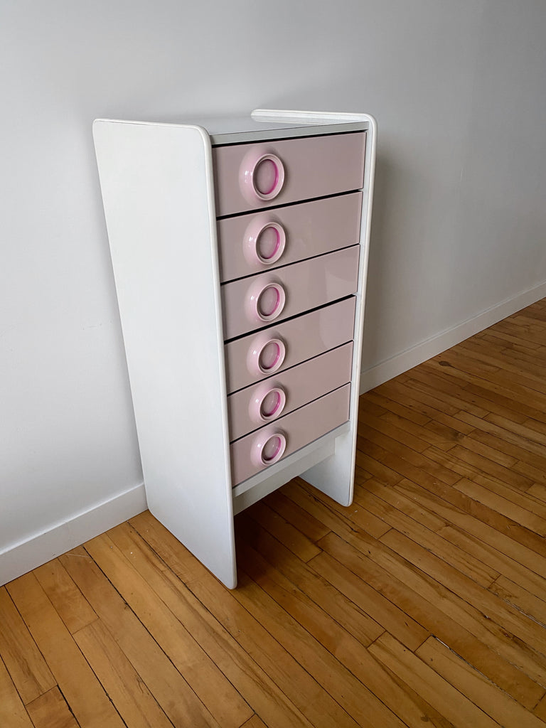 TRECO BY GIOVANNI MAUR SPACE AGE PINK DRAWER CHEST