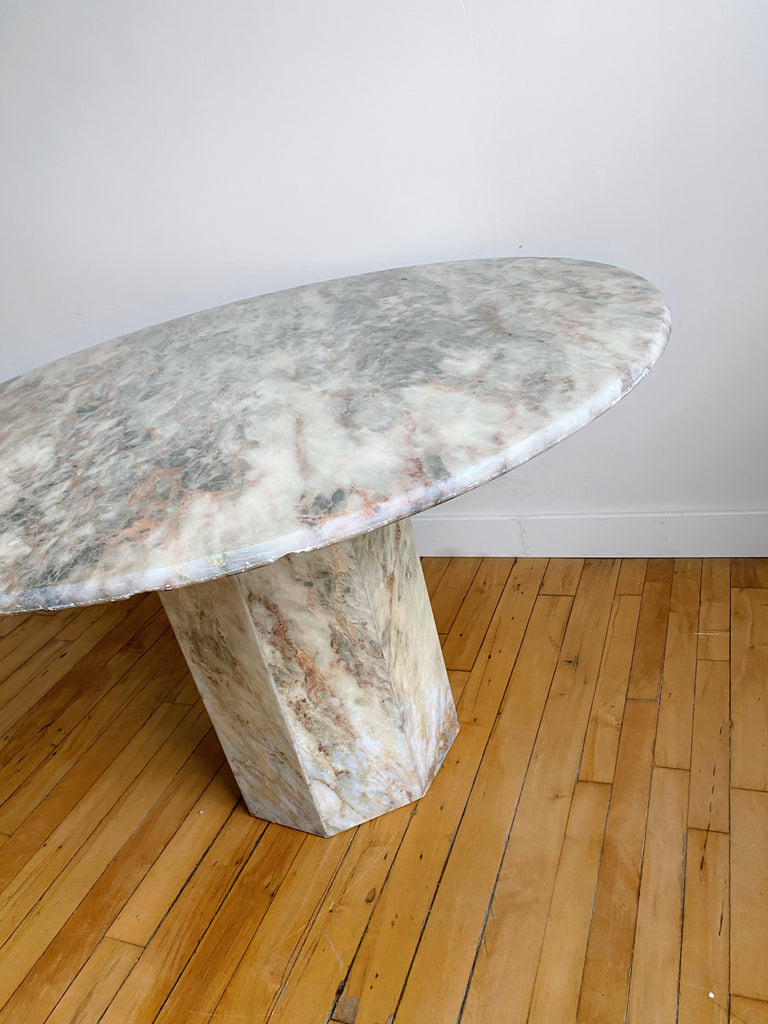 PINK MARBLE ROUND DINING TABLE