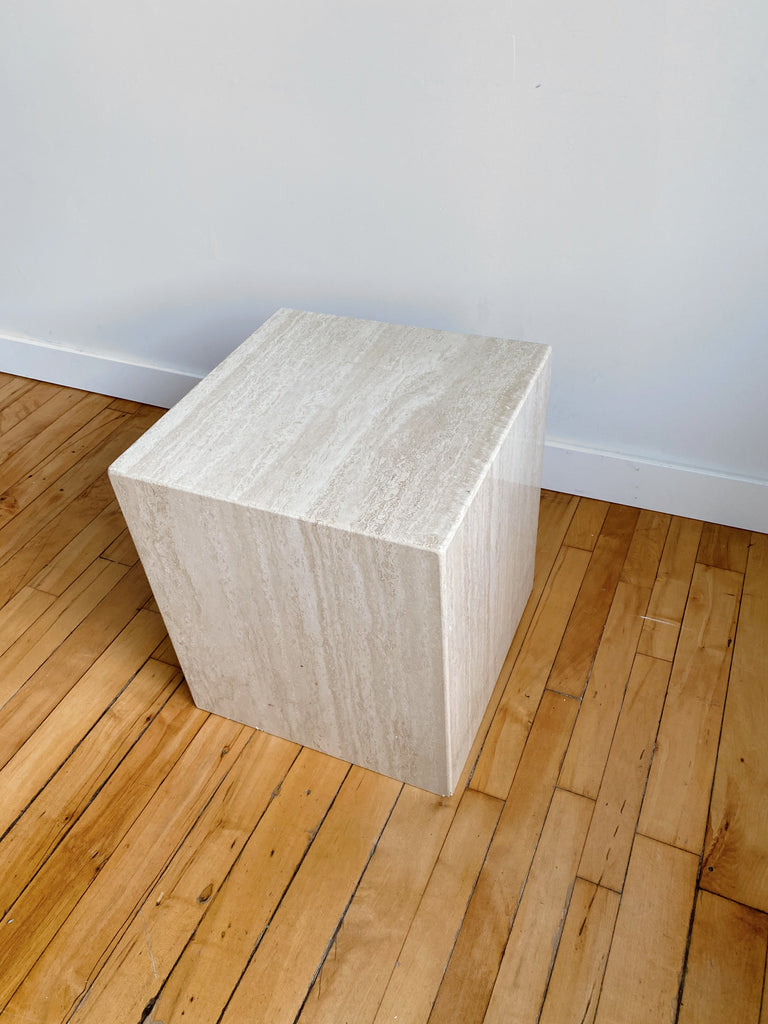 TRAVERTINE CUBE SIDE TABLE