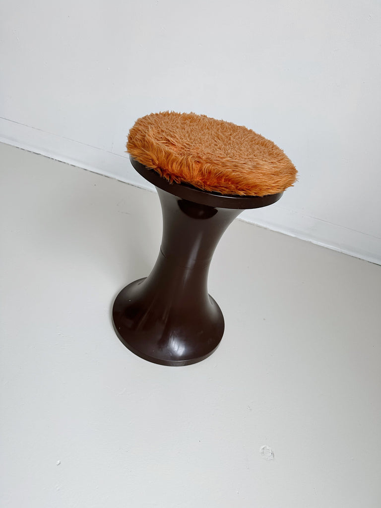 SPACE AGE BROWN PLASTIC STOOL, 70's