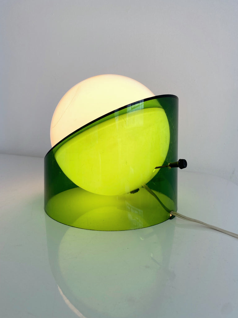 1974 C.N. BURMAN CO GREEN PLASTIC TABLE LAMP, 70's