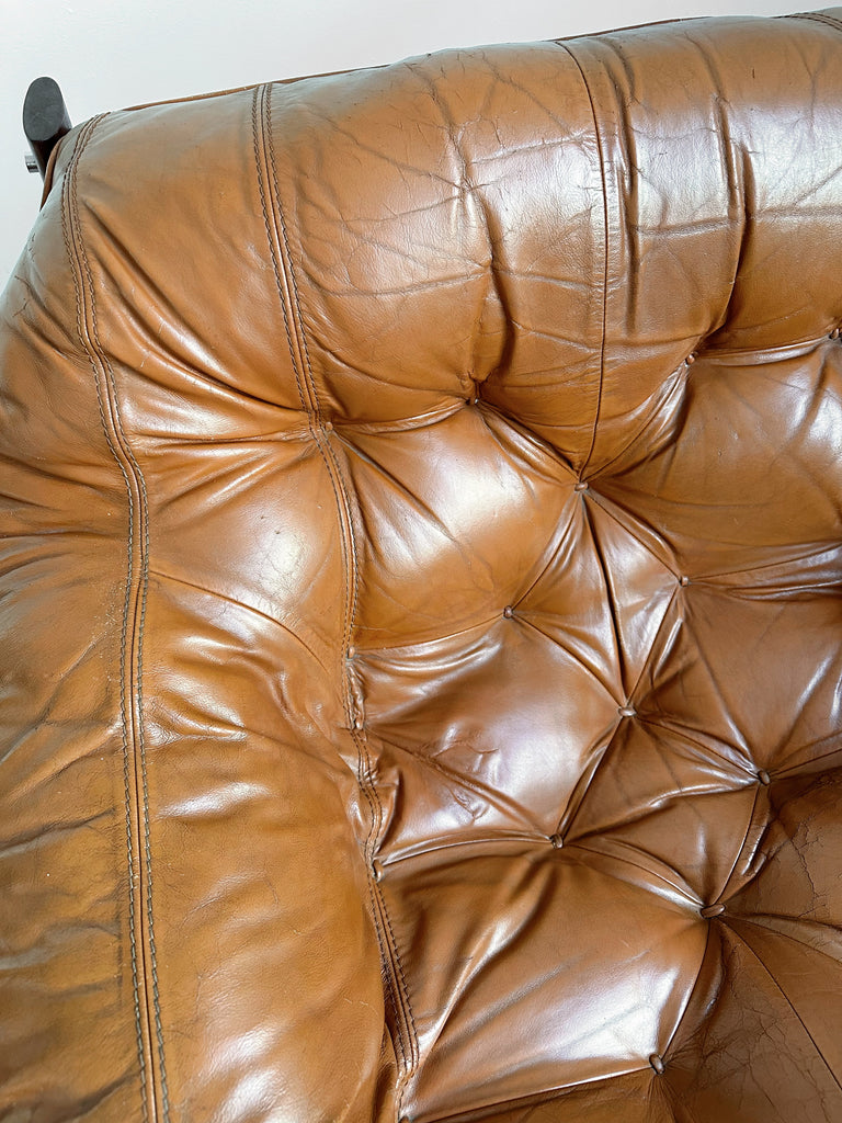 MP-41 COGNAC LEATHER LOUNGE CHAIR BY PERCIVAL LAFER, 60's