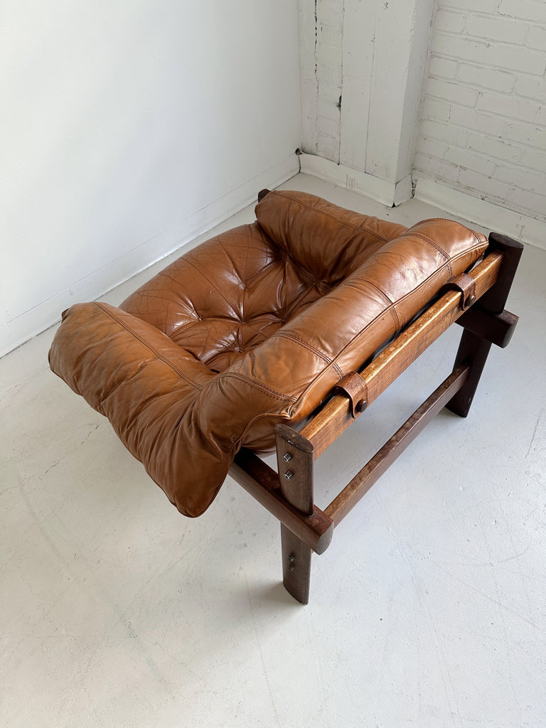MP-41 COGNAC LEATHER LOUNGE CHAIR BY PERCIVAL LAFER, 60's