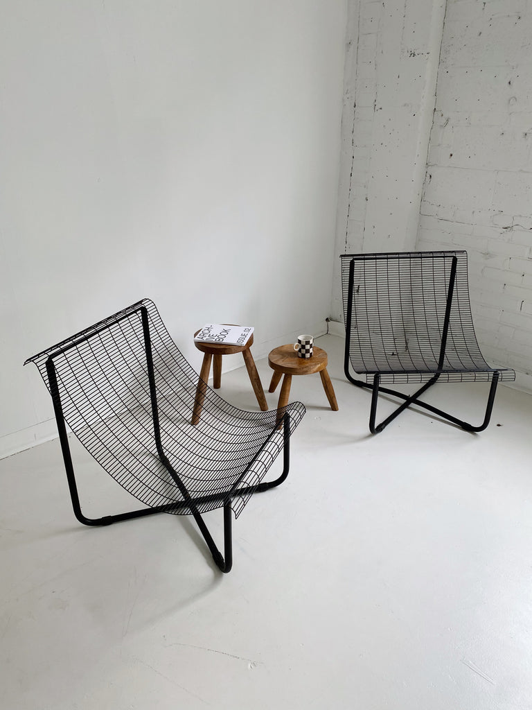 BLACK METAL WIRE PATIO CHAIRS BY HABITAT, 80's