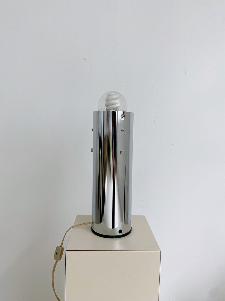 SPACE AGE CHROME & PLASTIC TABLE LAMP, 70's