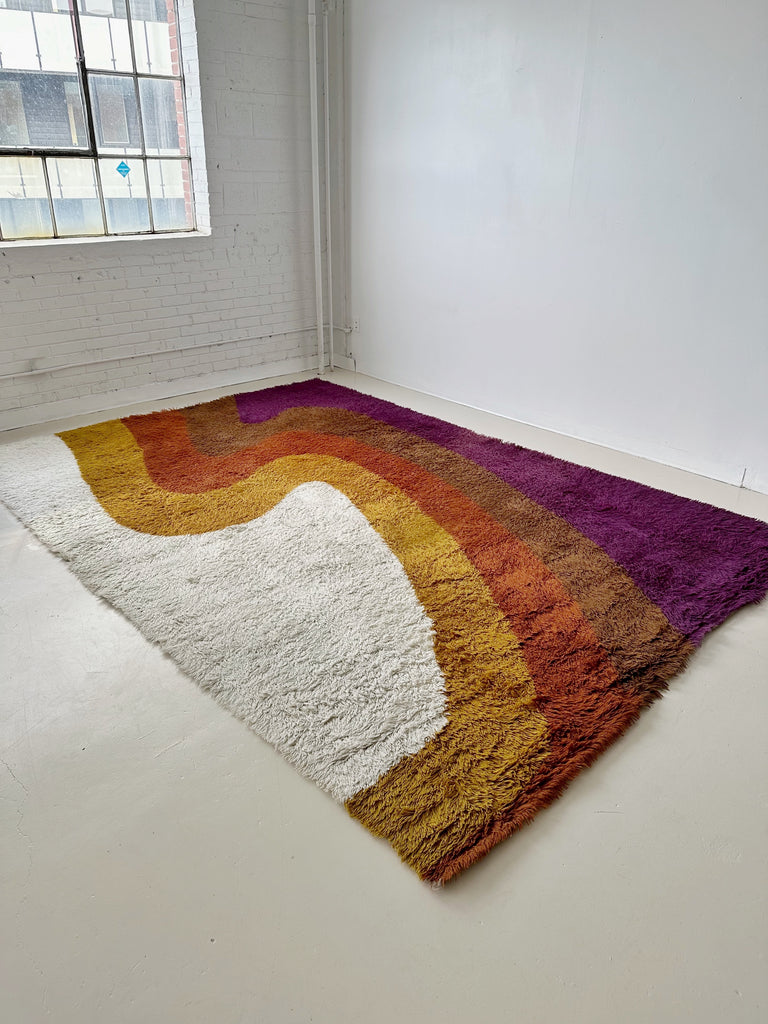 LARGE MID CENTURY COLORFUL SHAG RUG, 8x12, 70's | Maison Singulier
