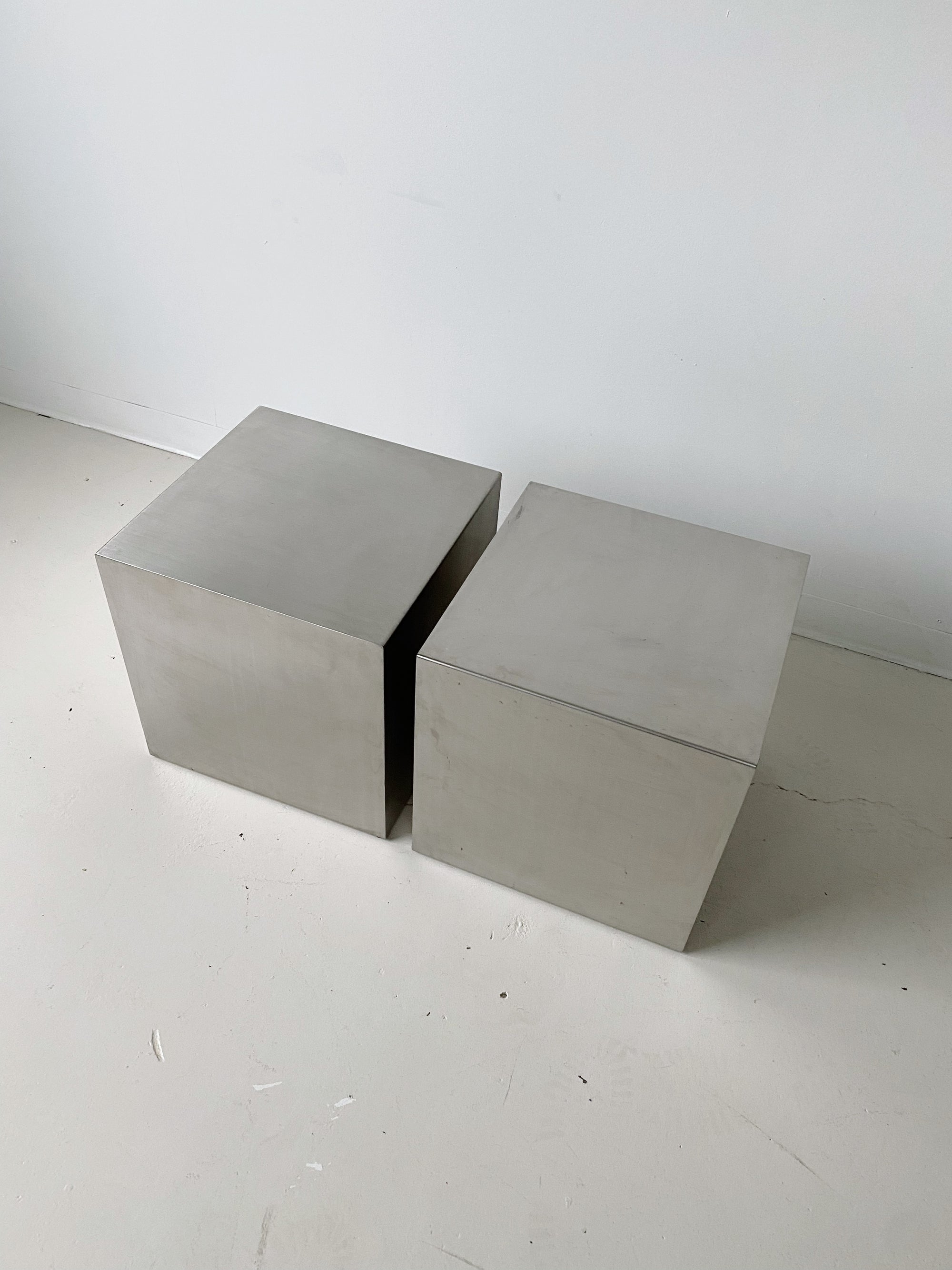 STAINLESS STEEL CUBE SIDE TABLES | Maison Singulier