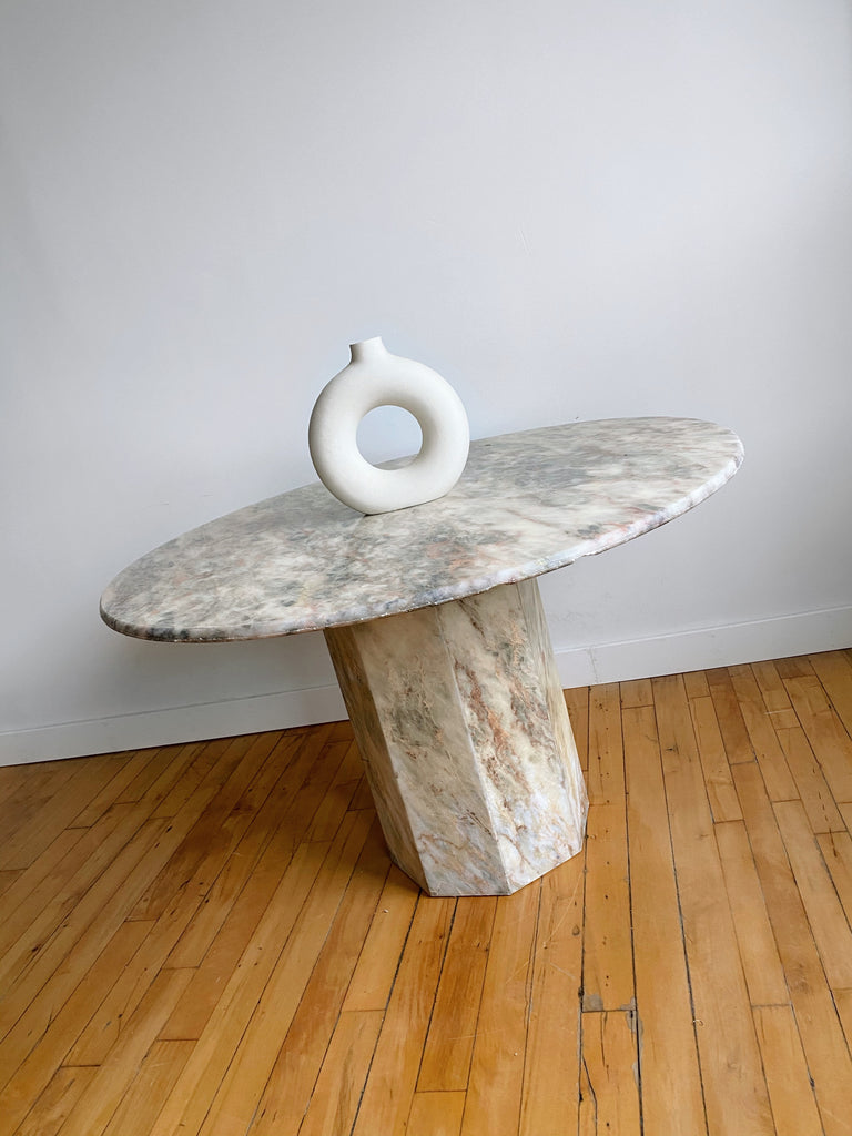 PINK MARBLE ROUND DINING TABLE
