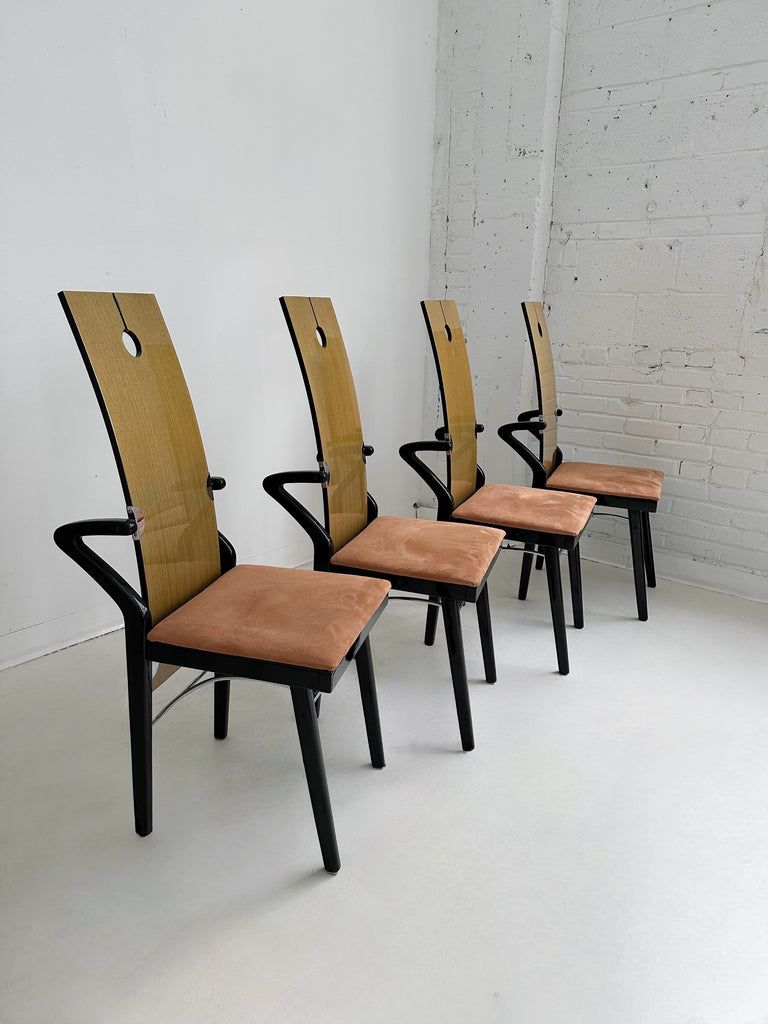 POSTMODERN DINING CHAIRS IN THE STYLE OF PIERRE CARDIN, SET OF 4