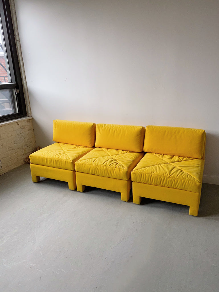 YELLOW 3 PIECE FABRIC SOFA