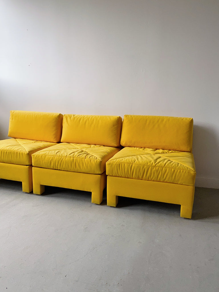 YELLOW 3 PIECE FABRIC SOFA